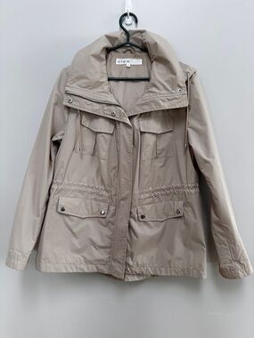 Women's Cleo Utility Trench Anorak Jacket with Removable Hood Taupe Size Large